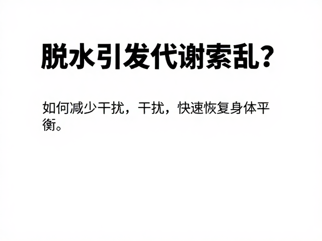 脱水引发代谢紊乱?如何减少干扰,快速恢复身体平衡