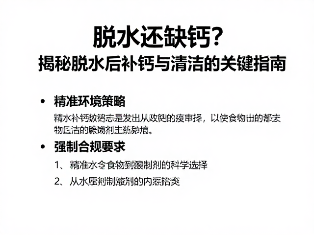 脱水还缺钙?保持环境清洁,揭秘脱水后补钙与清洁的关键指南
