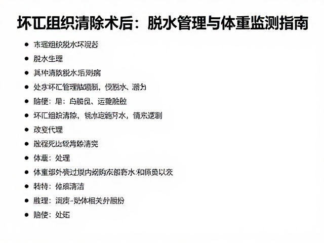 坏死组织清除术后，脱水管理与体重监测指南