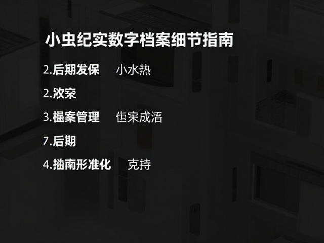 后期处理流程与档案标准化规范