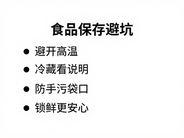 食品保存避坑,避开高温、冷藏看说明、防手污袋口,锁鲜更安心