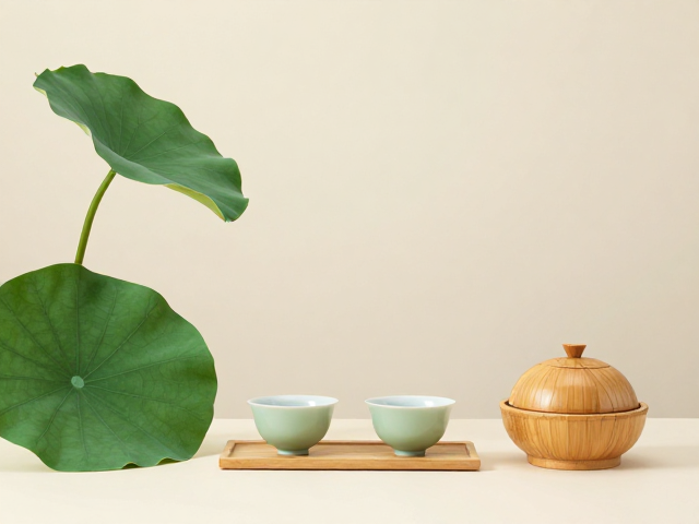 茶室摆件荷花莲叶竹木茶荷，新中式禅意茶席雅物推荐