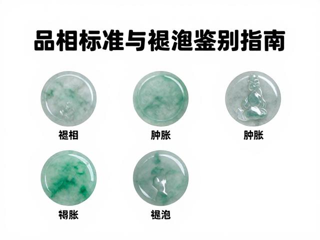 翡翠鉴赏，品相标准与褪色、肿胀凹陷的鉴别指南