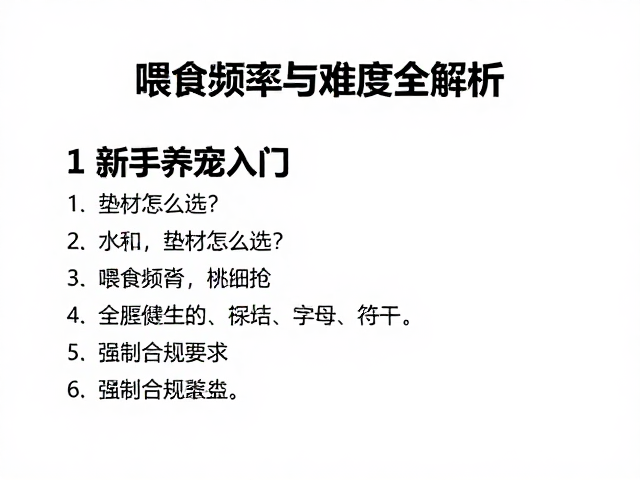 新手养宠入门,垫材怎么选?喂食频率与难度全解析