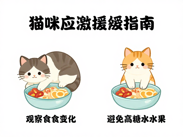 猫咪应激缓解指南，观察食欲变化，避免高糖水果危害