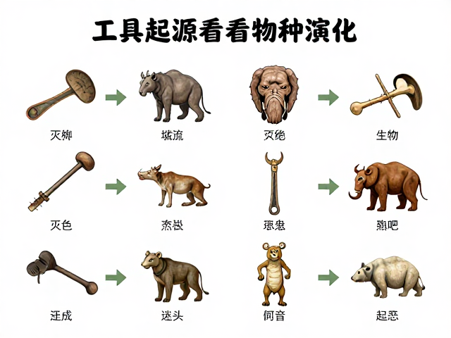 从工具起源看物种演化,灭绝与现存物种对比溯源