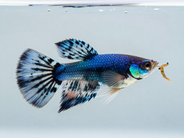 马赛克孔雀鱼腹鳍尖锐如刺?喂食丰年虾幼虫能缓解吗?