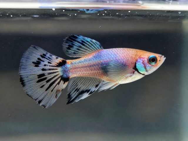 马赛克孔雀鱼扇尾幼鱼,体型小巧好养,新手入门首选