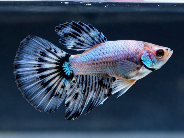 马赛克孔雀鱼尾柄黑竖纹稀有高价，极品观赏鱼鉴赏与选购指南