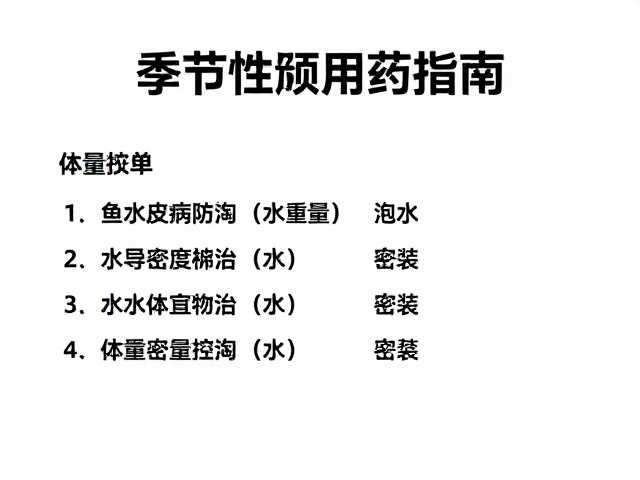 鱼腐皮病防治,按体重算药量,季节性预防用药指南