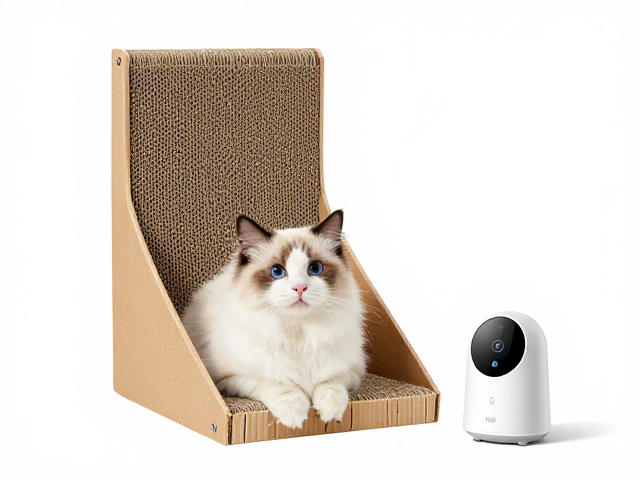 专用猫粮搭配瓦楞纸猫抓板,智能设备提升养宠体验