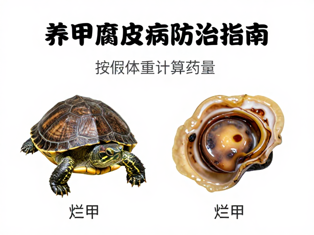 烂甲与腐皮区别?养龟腐皮病防治指南,教你按体重计算药量