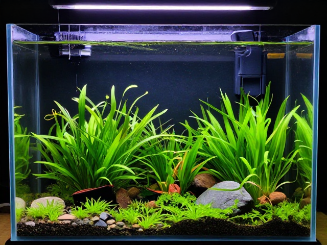 裸缸加适量水草,每周擦拭缸壁,新手也能养出清澈水族箱