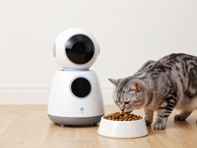 智能逗猫机器人搭配专用猫粮与防胀气慢食碗,打造科学养宠新体验