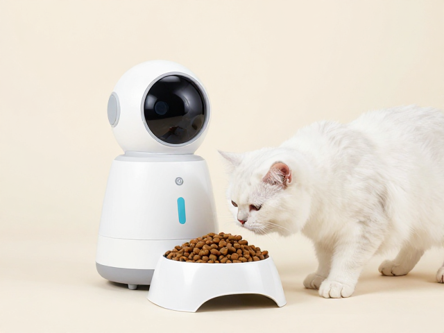 智能逗猫机器人搭配专用猫粮与防胀气慢食碗,打造科学养宠新体验