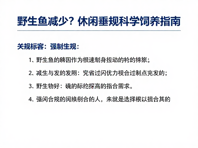 野生鱼减少?休闲垂钓新规与科学饲养指南