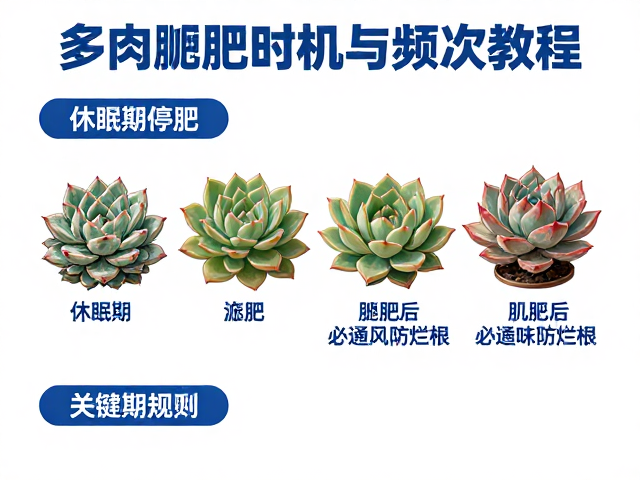 多肉施肥时机与频次教程，休眠期停肥，施肥后必通风防烂根