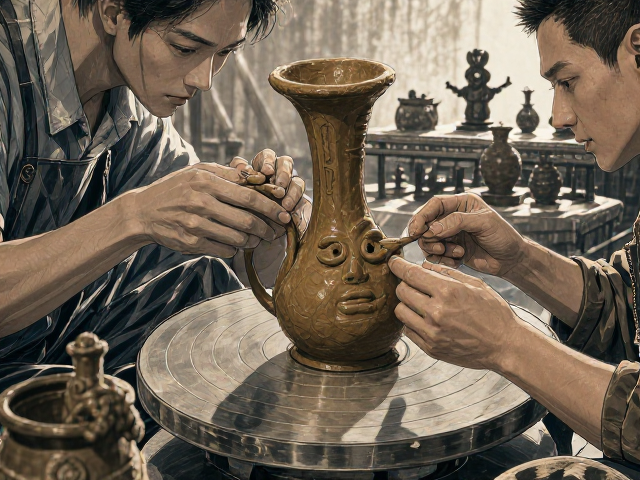 非遗手工捏塑古法技艺，器型自然生动，见证传统技艺活态传承