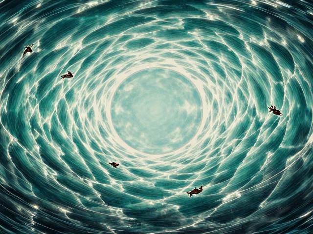 海天青绿下的太阳旋涡,自然涟漪中的视觉奇迹