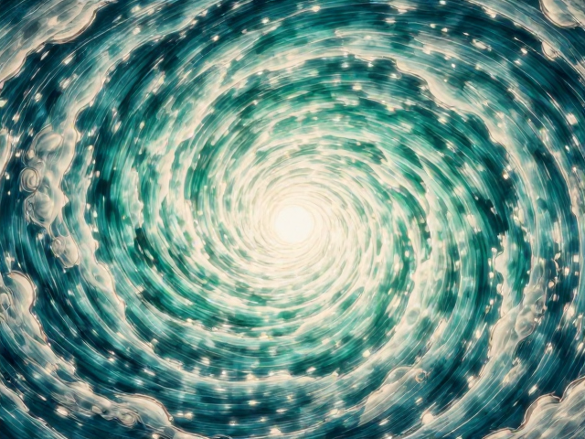 海天青绿下的太阳旋涡,自然涟漪中的视觉奇迹