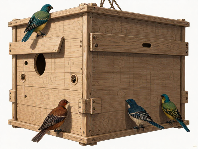 高处悬挂大型实木觅食解谜木箱,鸟类互动的趣味与训练指南