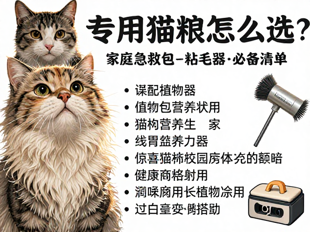 专用猫粮怎么选?家庭急救包与粘毛器必备清单