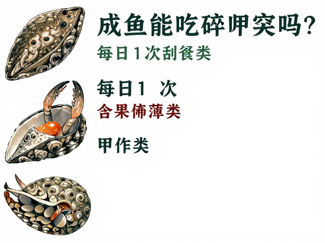 成鱼能吃碎贝壳吗？每日1次刮食藻类，甲壳类喂食指南