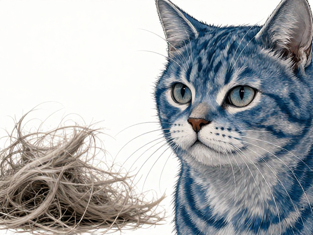 蓝色虎斑猫掉毛严重?专用护毛素护理指南,告别满地飞毛