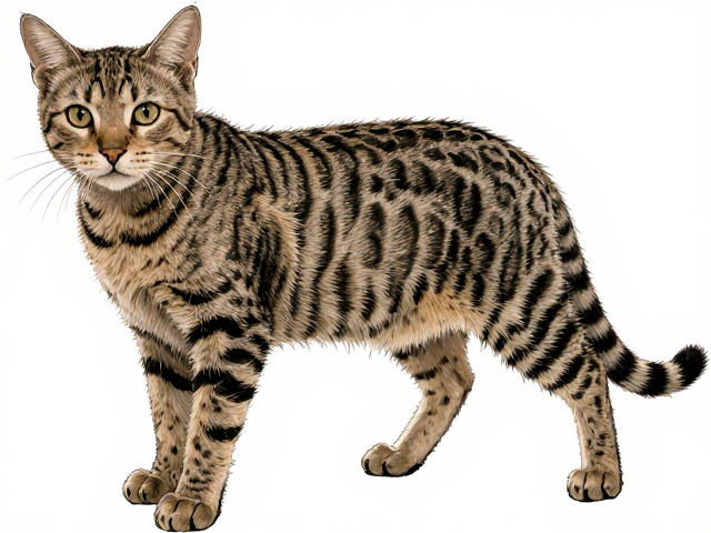 横纹猫身体修长?揭秘头部特征与体态识别指南