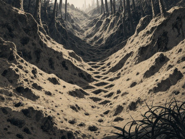 山地森林沙土掩埋下的生物栖息地貌探秘