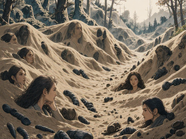 山地森林沙土掩埋下的生物栖息地貌探秘