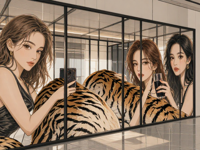 虎皮纹长方形大板搭配玻璃通透设计,打造高级空间美学