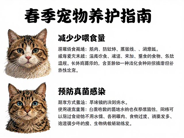 春季宠物养护指南,减少喂食量,预防真菌感染