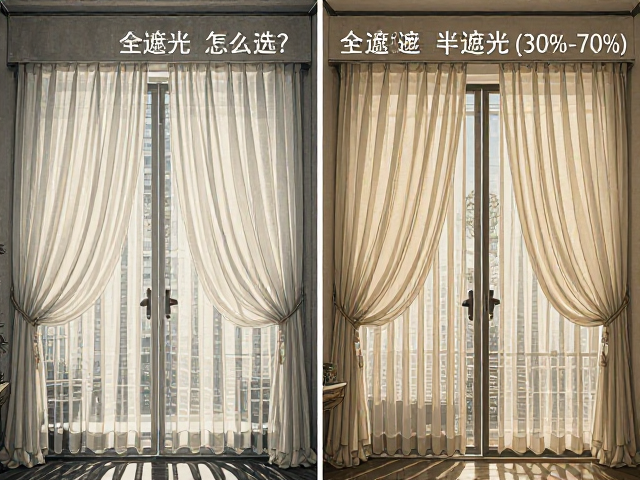 客厅主遮光怎么选？全遮光与半遮光(30%-70%)布饰对比指南