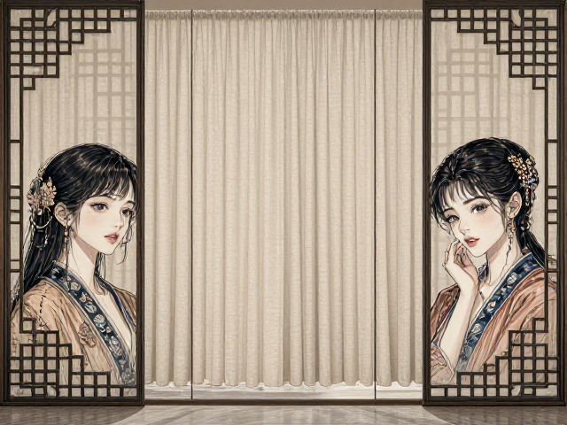 东方窗棂美学拼接款布饰,磨毛质感打造国风雅韵空间