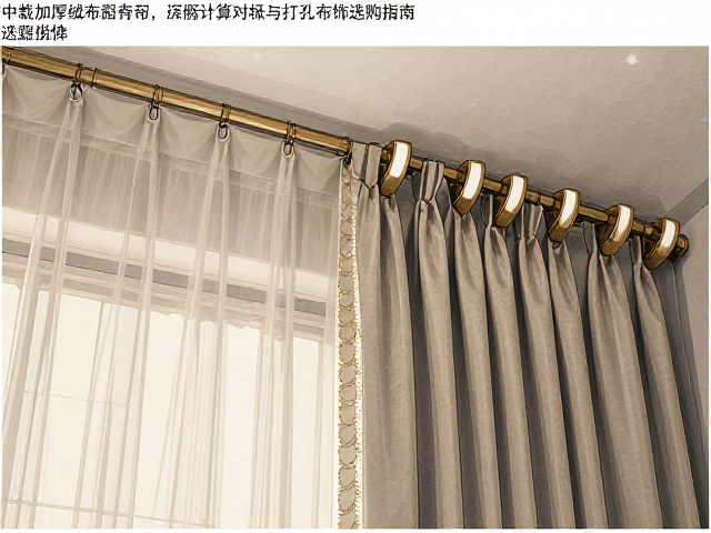 中载加厚绒布窗帘盒深度计算与打孔布饰选购指南