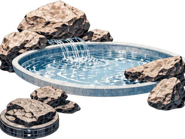 水温控制技巧，水盆与岩石堆叠打造自然生态景观