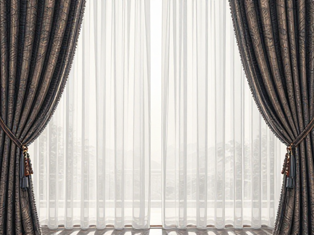 窗帘纱帘套装怎么选？低矮视觉重心，对比色点缀，打造高级感空间