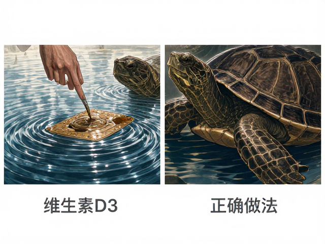 乌龟泡澡补水用活体饵料?补充维生素D3的关键误区与正确做法