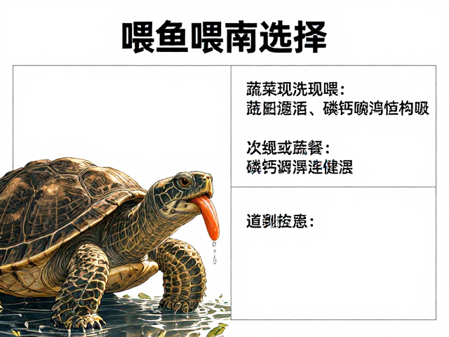 乌龟喂食指南,活饵选择、蔬菜现洗现喂与磷钙平衡控制