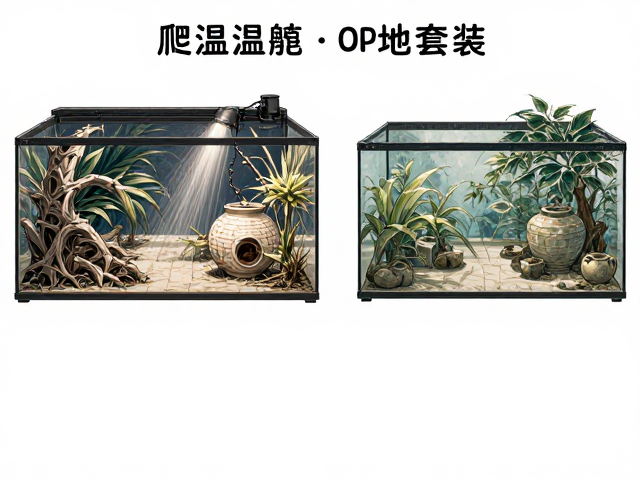 爬宠饲养缸配自动喷雾与陶瓷加热器，打造恒温高湿生态栖息地