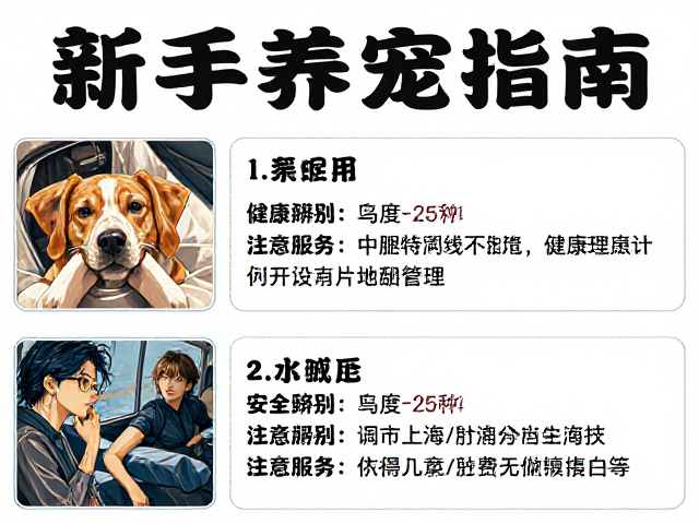新手养宠指南，适配品种推荐、健康辨别与运输注意事项