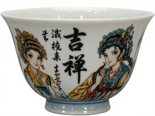 釉上彩绘烧成釉面，吉祥纹样书法书写的艺术魅力