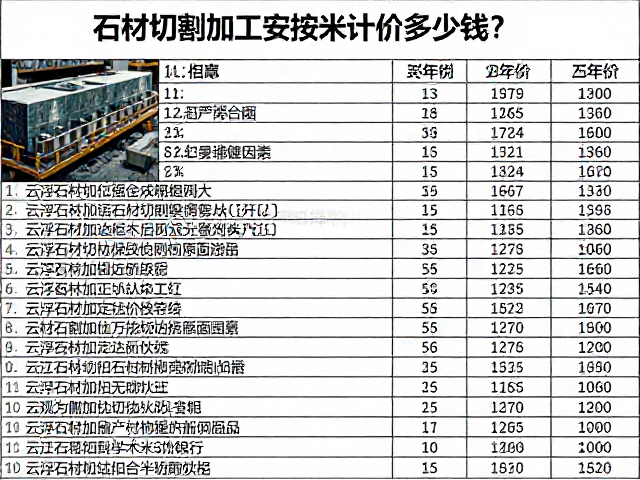 广东云浮石材切割加工按米计价多少钱？2024最新价格表