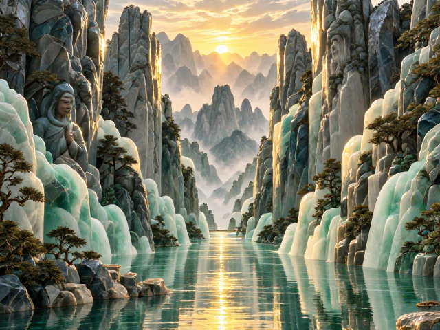 土耳其玉石打造山水意境,透光石材营造极致空间氛围