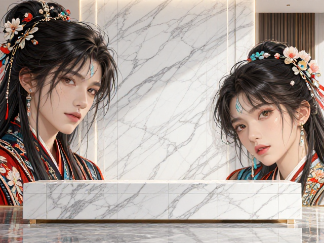 纯白岩板与彩色印花搭配，打造奢华高端家居新美学