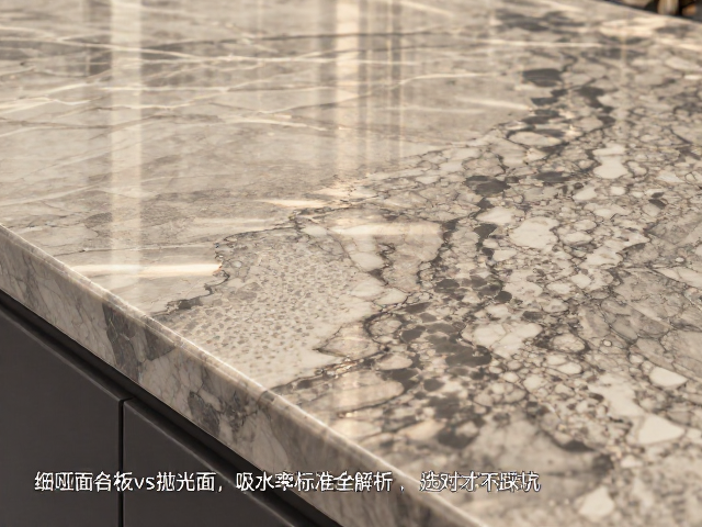 细哑面岩板vs抛光面，吸水率标准全解析，选对才不踩坑