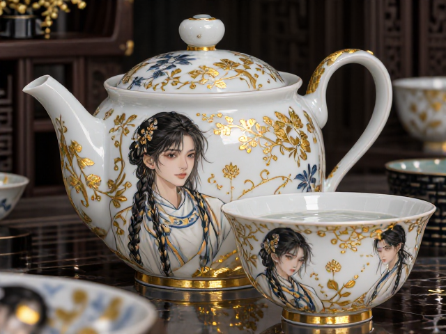 醴陵釉下五彩瓷茶具烫金转印技法，打造高端收藏级陶瓷艺术