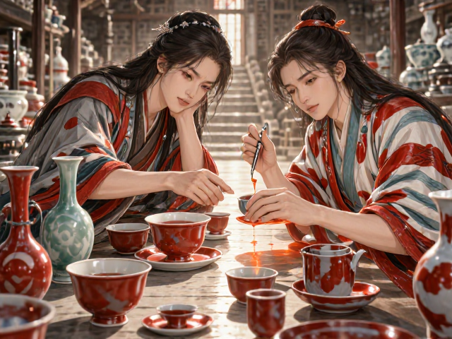 釉色搭配美学,火石红与窑温曲线观察,揭秘古瓷烧制核心