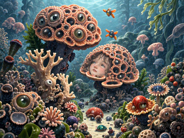 热带珊瑚礁海域海藻共生，揭秘底栖生物的生存奥秘